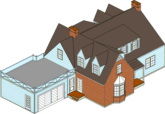 Oblique Drawing Of A House - Oblique Drawing Of A House (563x389)