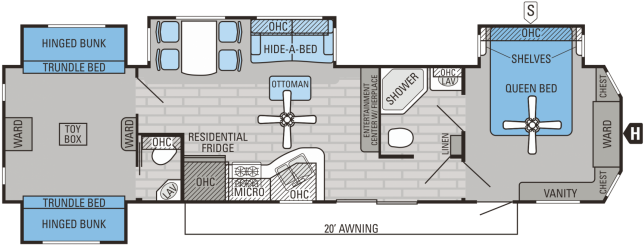 Fresh Decoration 2 Bedroom Rv Floor Plans Beautiful - Travel Trailer 2 Bedrooms Floor Plan (672x271)