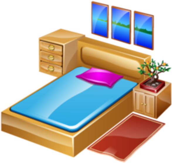 Interior Design Bedroom House Hotel Room Stock Vector - Bedroom Ico (600x600)