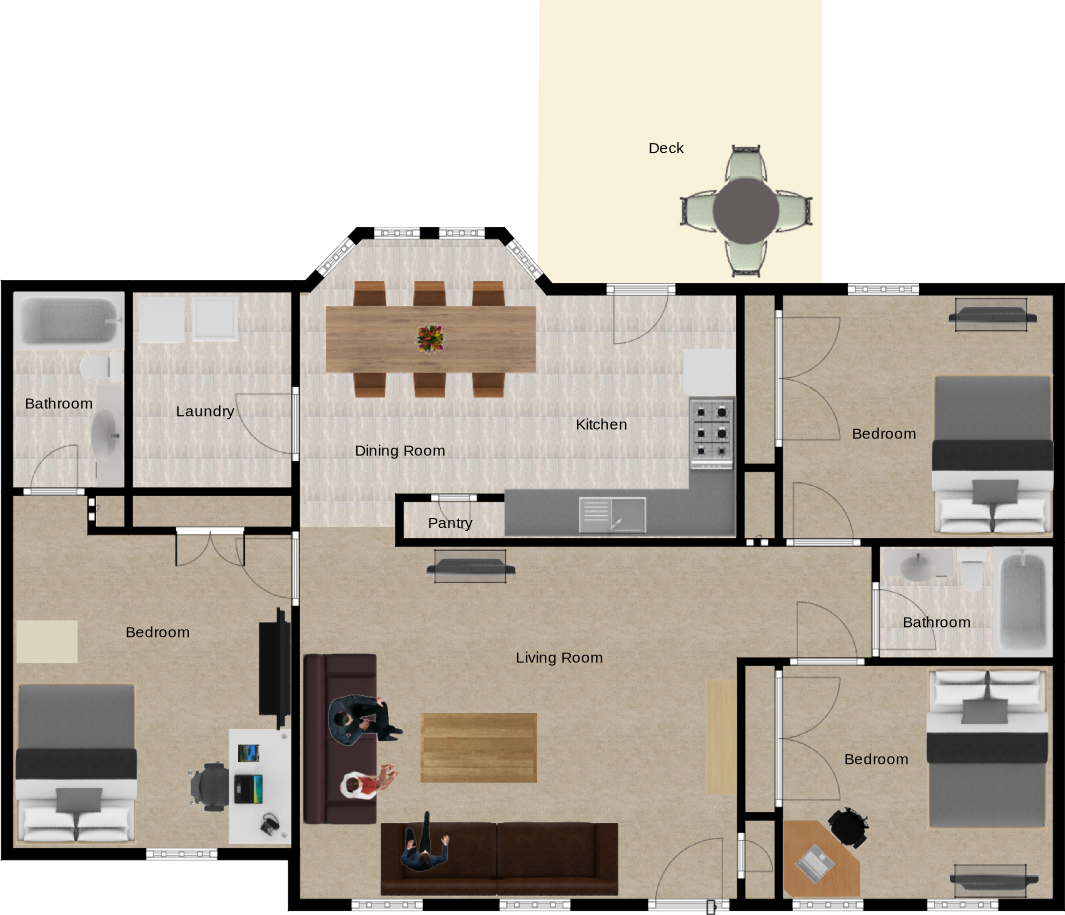 51 Woodside Floor Plan Big 2d - Floor Plan (1065x915)