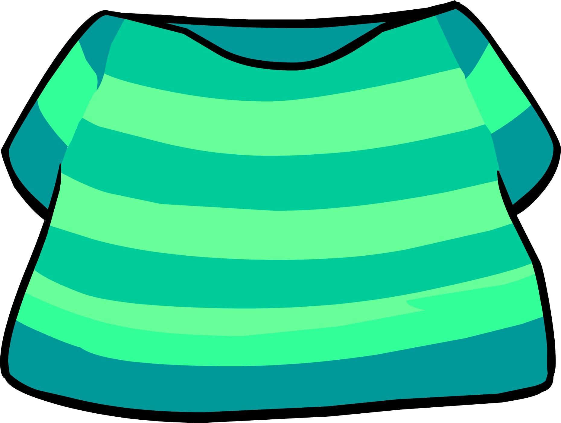 Aqua Striped T-shirt - Teal Tee Club Penguin (1859x1403)