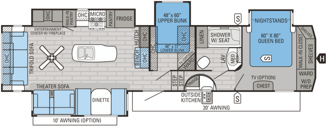 Jayco Fifth Wheel Floor Plans Captivating Montana 5th - Fifth Wheel Floor Plans Bunkhouse (672x271)