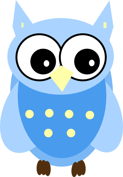 Blue Owl Clip Art - Baby Owl Clip Art (414x594)