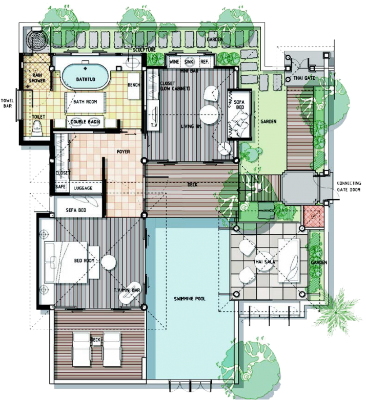 Factsheet Information Melati Beach Resort Spa Samui - Villa Of Beach Floor Plans (830x866)
