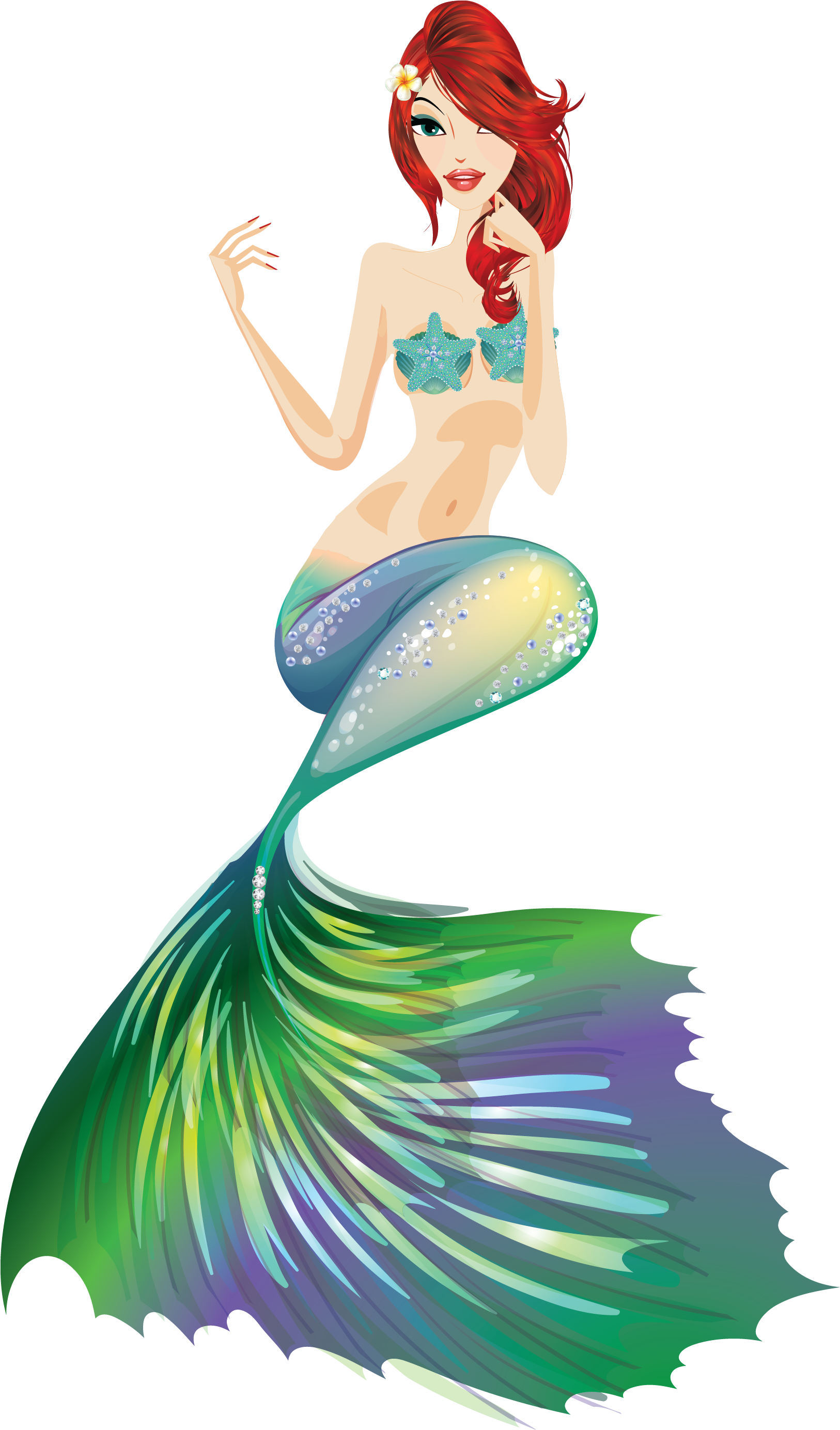 Mermaid Clip Art And Digital Paper, Fantasy Mermaid - Clock (1889x3019)