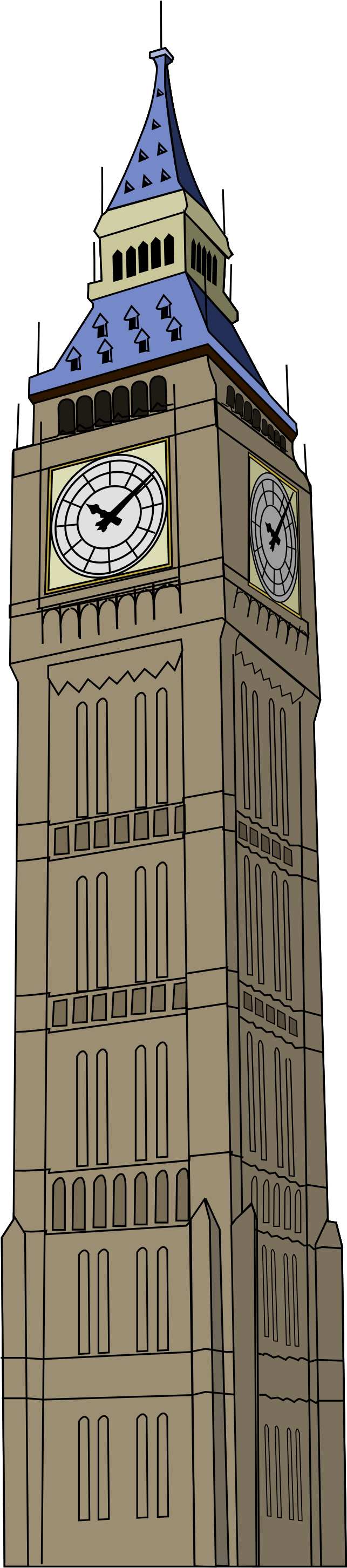 Drawing Of Big Ben Clock - Clock Tower Transparent (1233x3185)