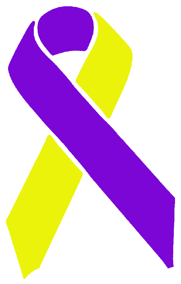Purple & Yellow Awareness Ribbon Sticker - Purple And Yellow Ribbon (1064x1064)