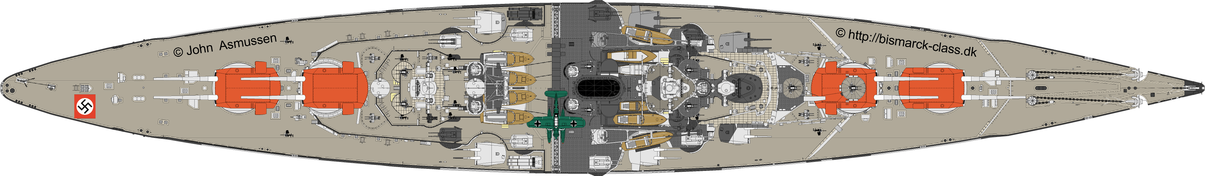Paint Schemes A Through G Did Not Have Any Deck Swastikas - Tirpitz (4000x587)
