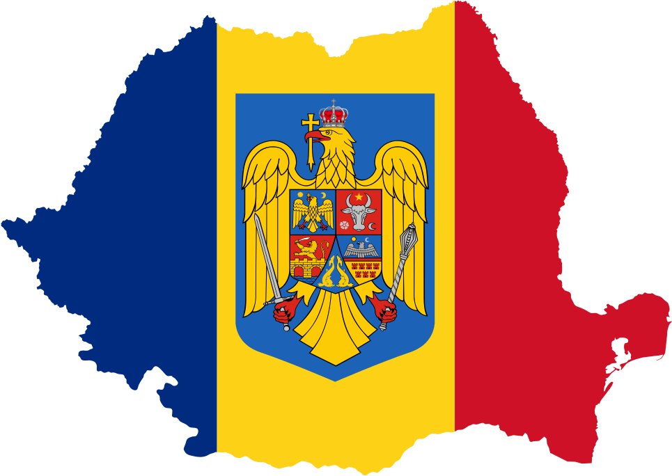 Romania Map Flag With Coat Of Arms - Romania Coat Of Arms (2314x1637)