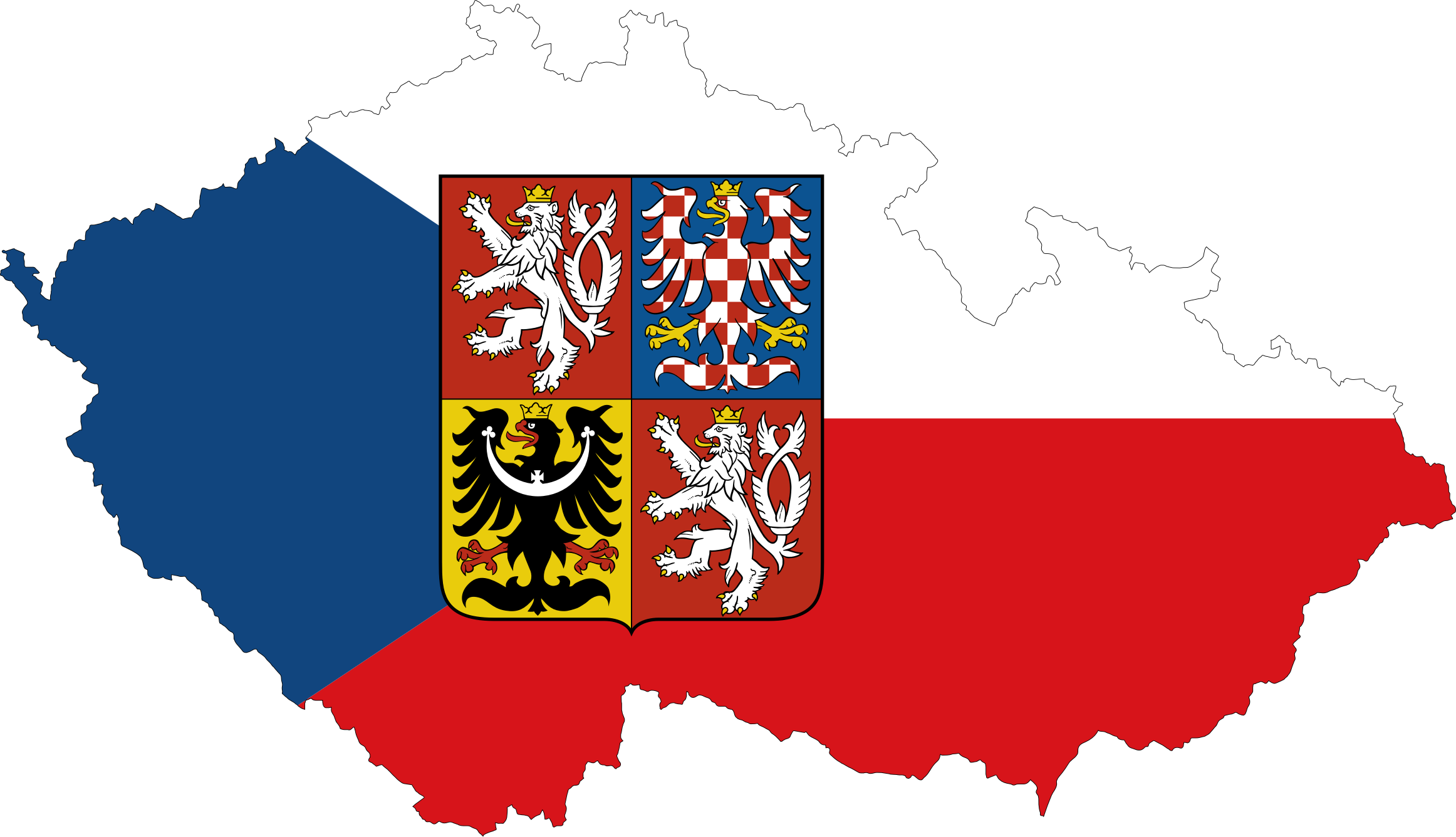 Republic Map Flag With Stroke And Coat Of Arms - Czech Republic Coat Of Arms (2324x1335)