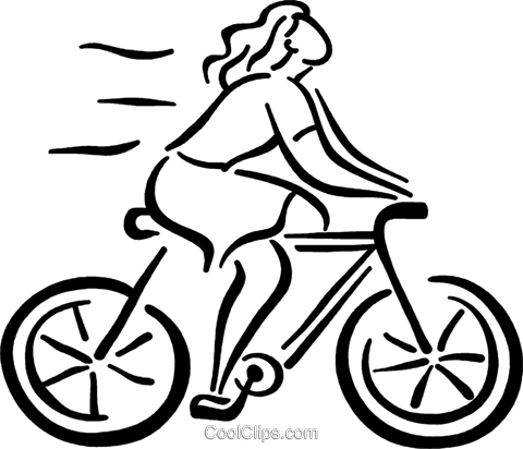 Woman On Her Bike Royalty Free Vector Clip Art Illustration - Frau Auf Fahrrad Clipart (480x412)