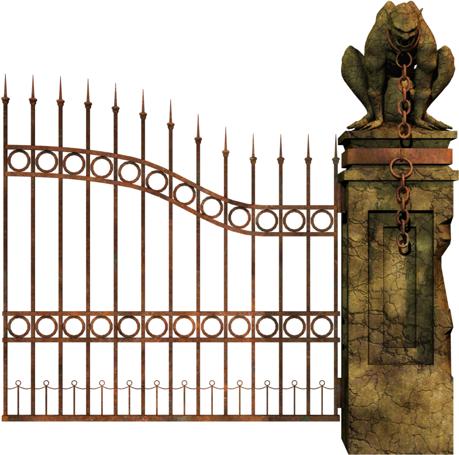Haunted House Clipart Gate - Cemetery Gate Png (1024x950)