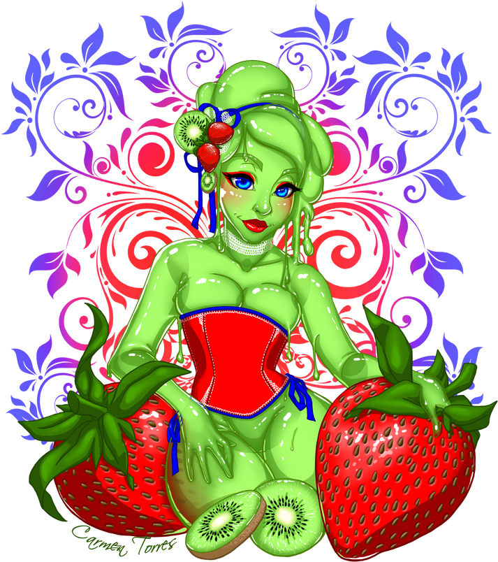 Strawberry Kiwi Slime Girl By Artofcarmen - Slime Girl Kiwi (720x900)