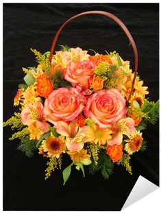 Vinilo Pixerstick Cesta Anaranjada Con Rosas Y Alstroemerias - Garden Roses (400x400)