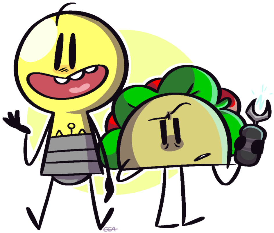 Lightbolb N Taco By Vriffet - Cartoon (975x820)