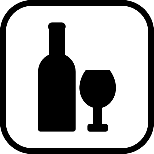 Wine Bottle And Glass Sign Free Icon - Bottle And Glass Sign (512x512)