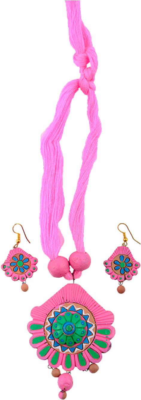 Pink Flower Pattern Necklace With Adjustable Thread - Jewelry Making (900x1350)