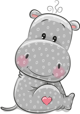 Cute Cartoon Hippo (428x478)