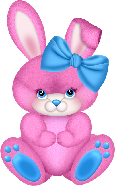 Pink Bunny With Pink Bow Clipart - Bunny Pink (404x653)