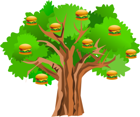 Hamburger Clipart - Tree Clipart Transparent (480x401)