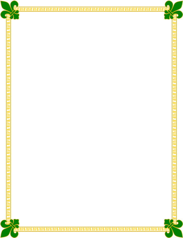 Fleur De Lis Gold And Green Border Free Borders And - Blue And Gold Border (765x990)