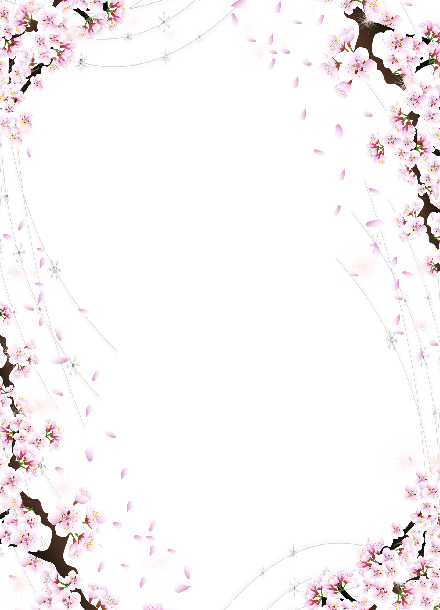 Cherry Blossom Tree Clip Art - Cherry Blossoms Border Design (1442x2000)