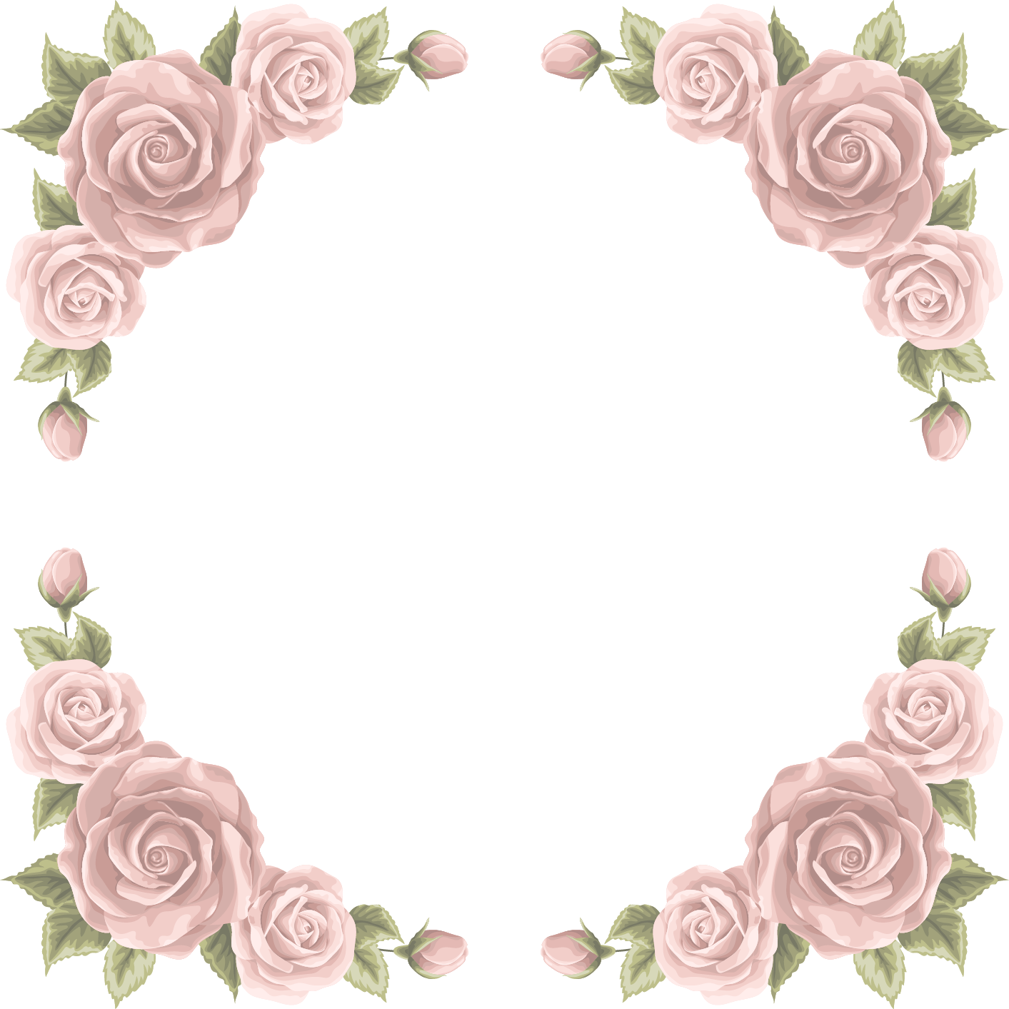 Wedding Invitation Beach Rose Paper - Roses Border Png (1413x1413)