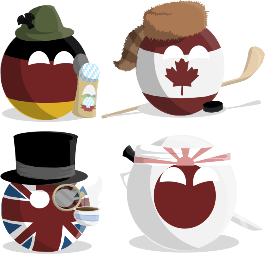 Germany, Canada, Uk, Japan By Awesomewiggler - German Countryball Art (912x875)