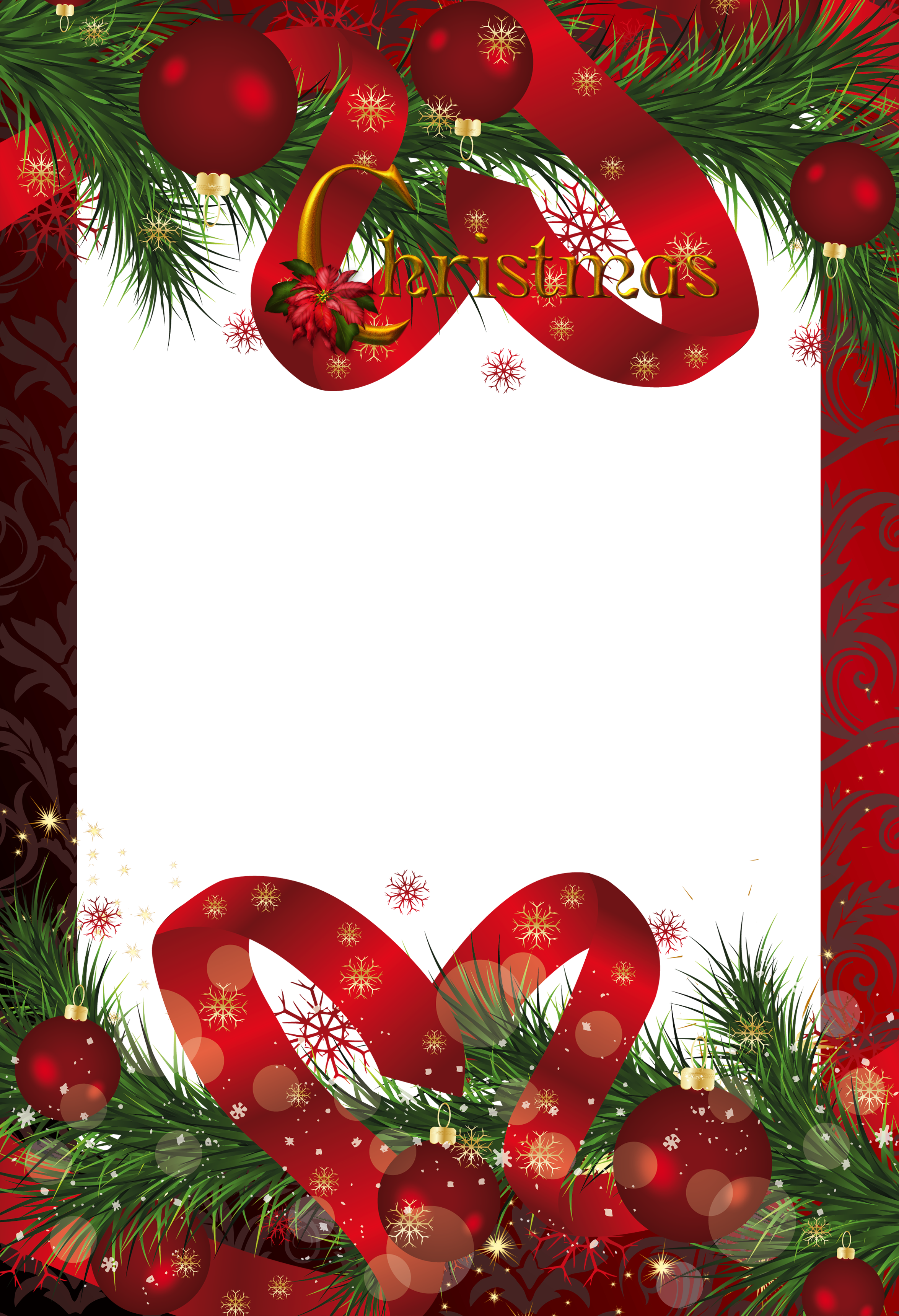 Holydays Clipart Frame - Red Christmas Frames Png (2350x3439)