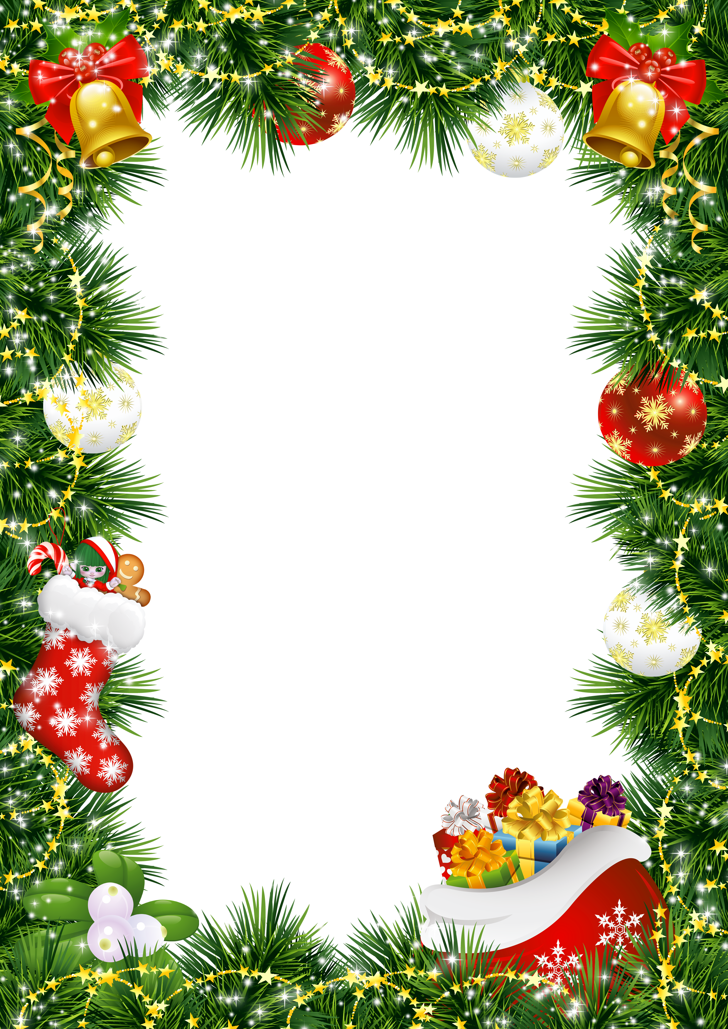Christmas Photo Frame With Ornaments Gallery - Marco De Navidad Png (2480x3508)