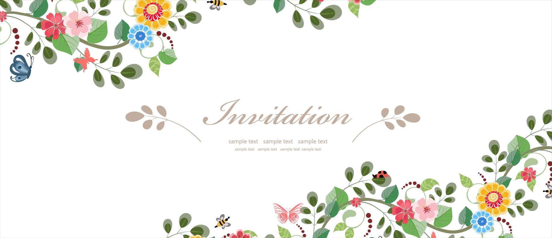 Wedding Invitation Flower Euclidean Vector - Flower Border For Wedding (1833x793)