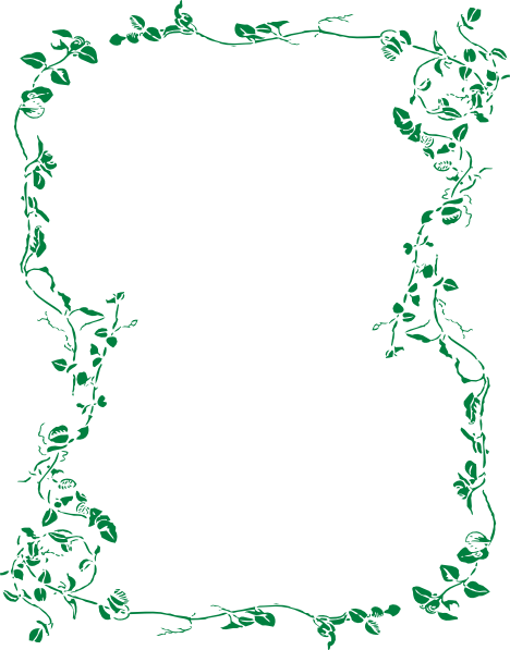 Green Floral Border Png Image With Transparent Background - Floral Border Clip Art (468x597)
