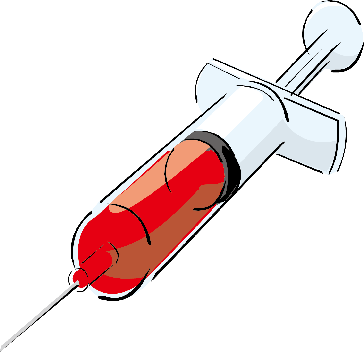 Hypodermic Needle Blood Syringe Injection Clip Art - Cartoon Syringe Png (1499x1447)