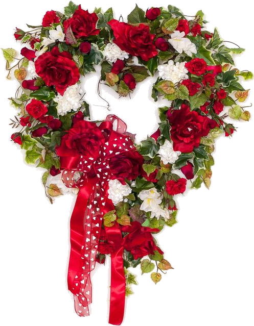 Rose Heart Wreath - Darby Creek Trading My Love Red Rose Heart Silk Wreath (564x708)