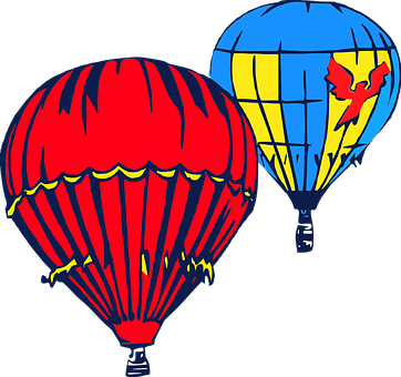 Hot Air Balloon Red Blue Transportation Tr - Hot Air Balloon Clip Art (362x340)