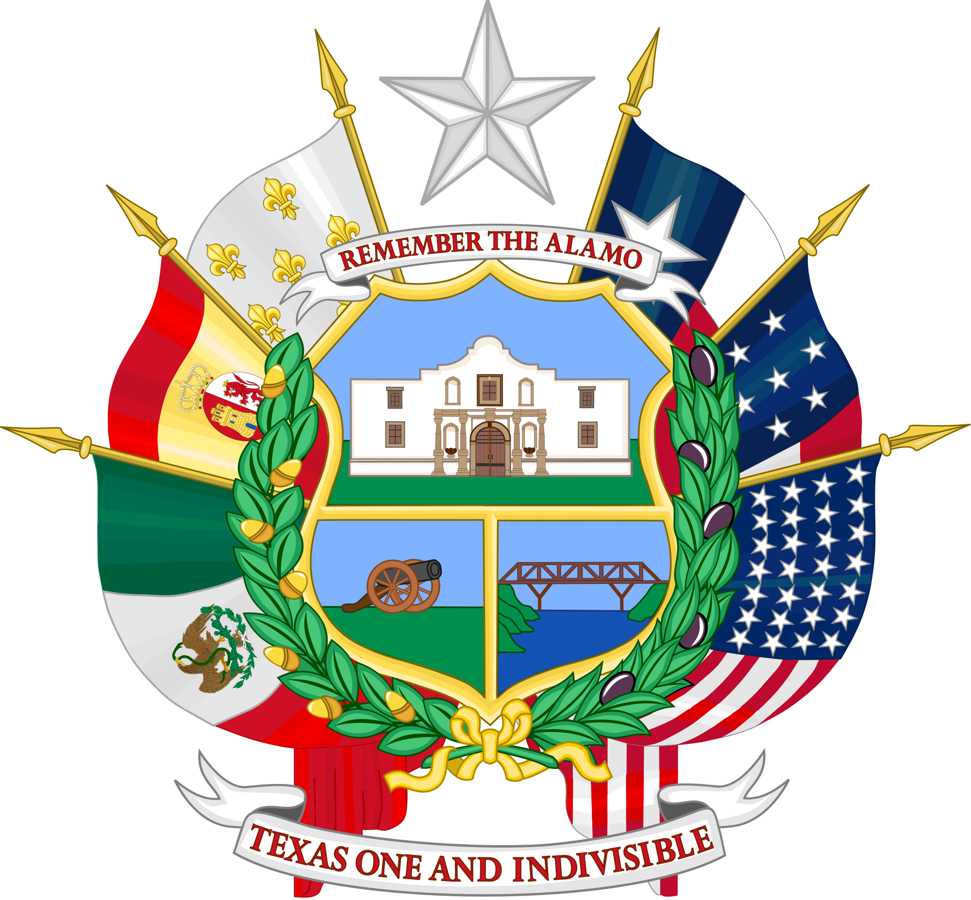 Drawing Fancy Texas State Seal 21 2000px Reverse Of - Texas State Seal Reverse (2000x1854)
