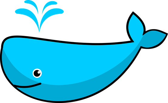 Blue Comic Mammals Ocean Whale Whale Whale - Whale Clipart (553x340)