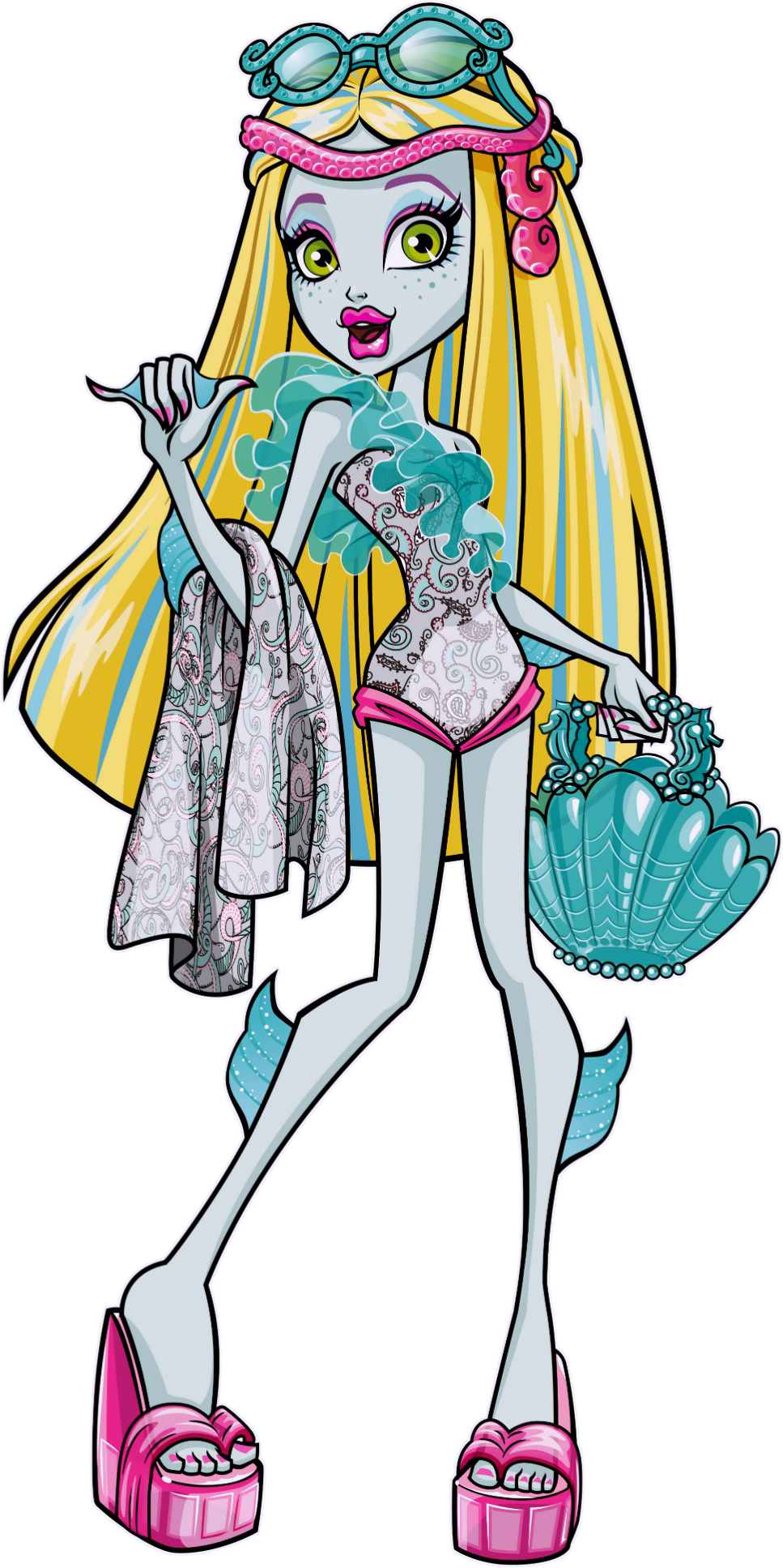 Drawing Delightful Monster High Lagoona 17 Latest Cb - Монстер Хай Лагуна Блю (967x1935)