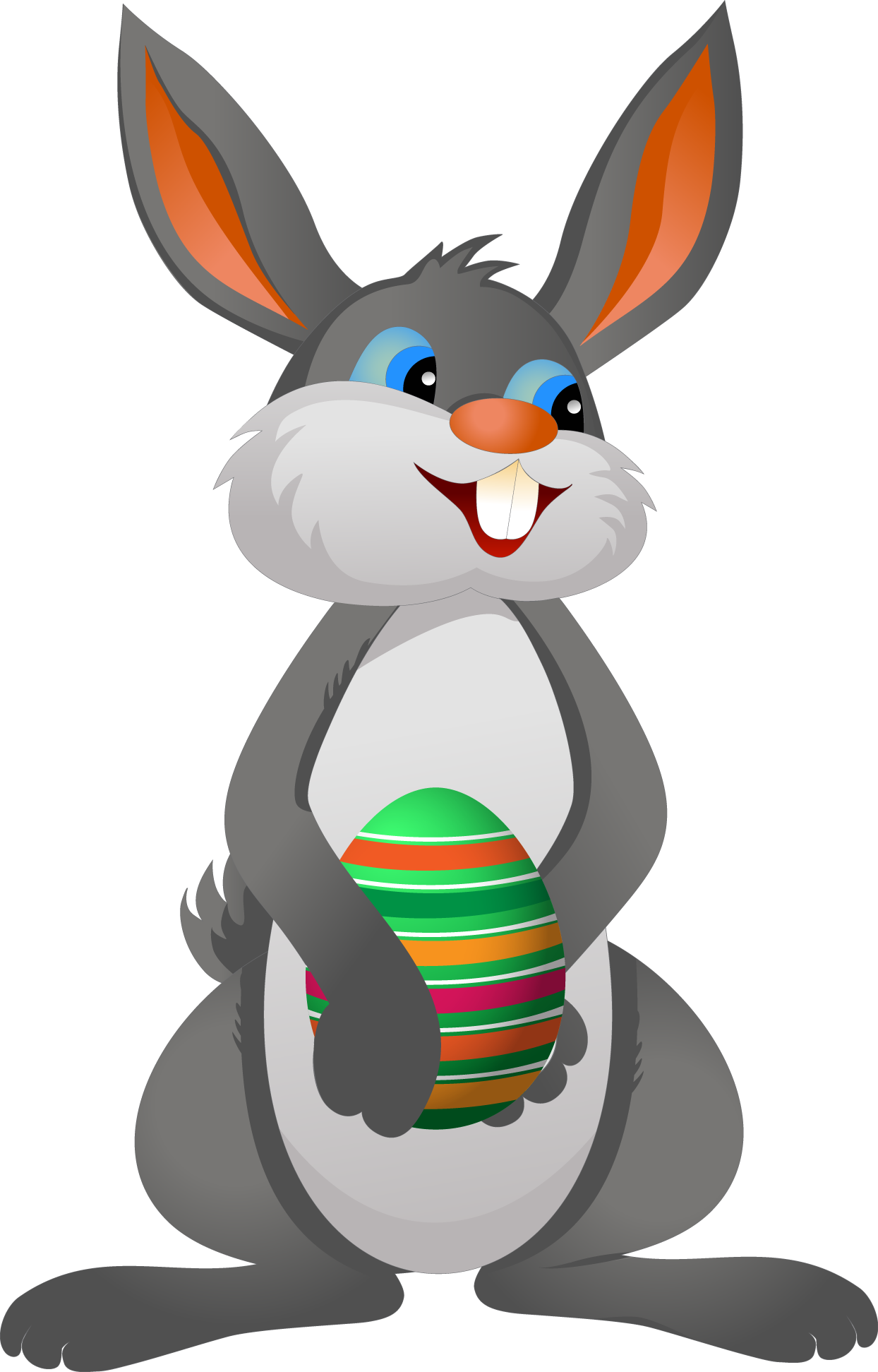 Cartoon Rabbit Holding An Easter Egg - Easter Bunny Png (1244x1943)