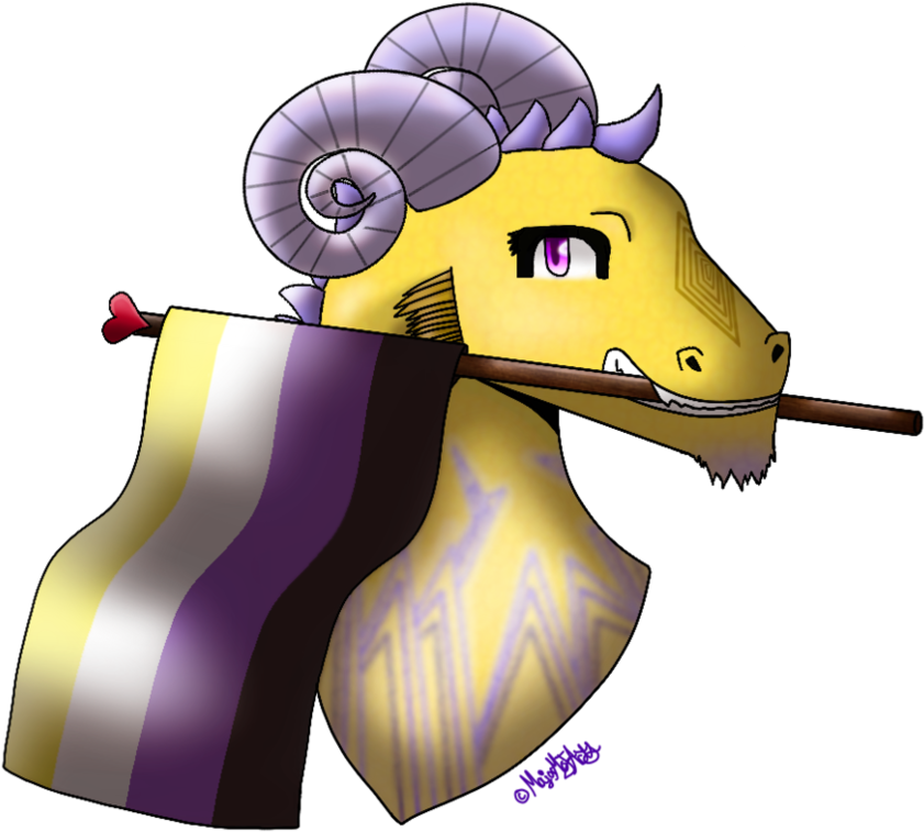 Non-binary Pride Dragon By Sunfurthewolf - Cartoon (1019x784)