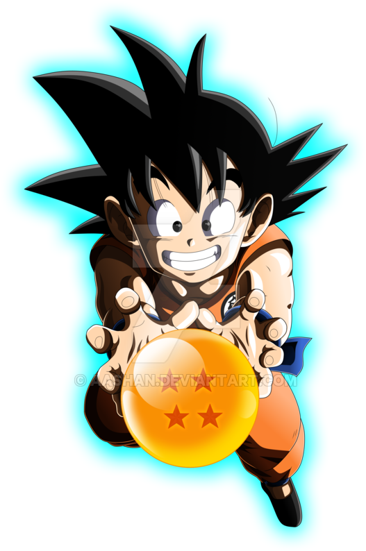 Kid Goku With Dragon Ball Colored Aura By Aashananimeart - Goku (600x839)