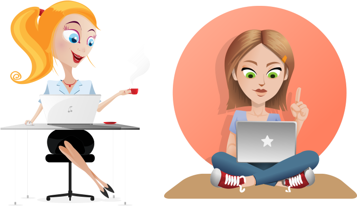 Laptop Girl Clip Art - Girl With Laptop Vector (808x574)