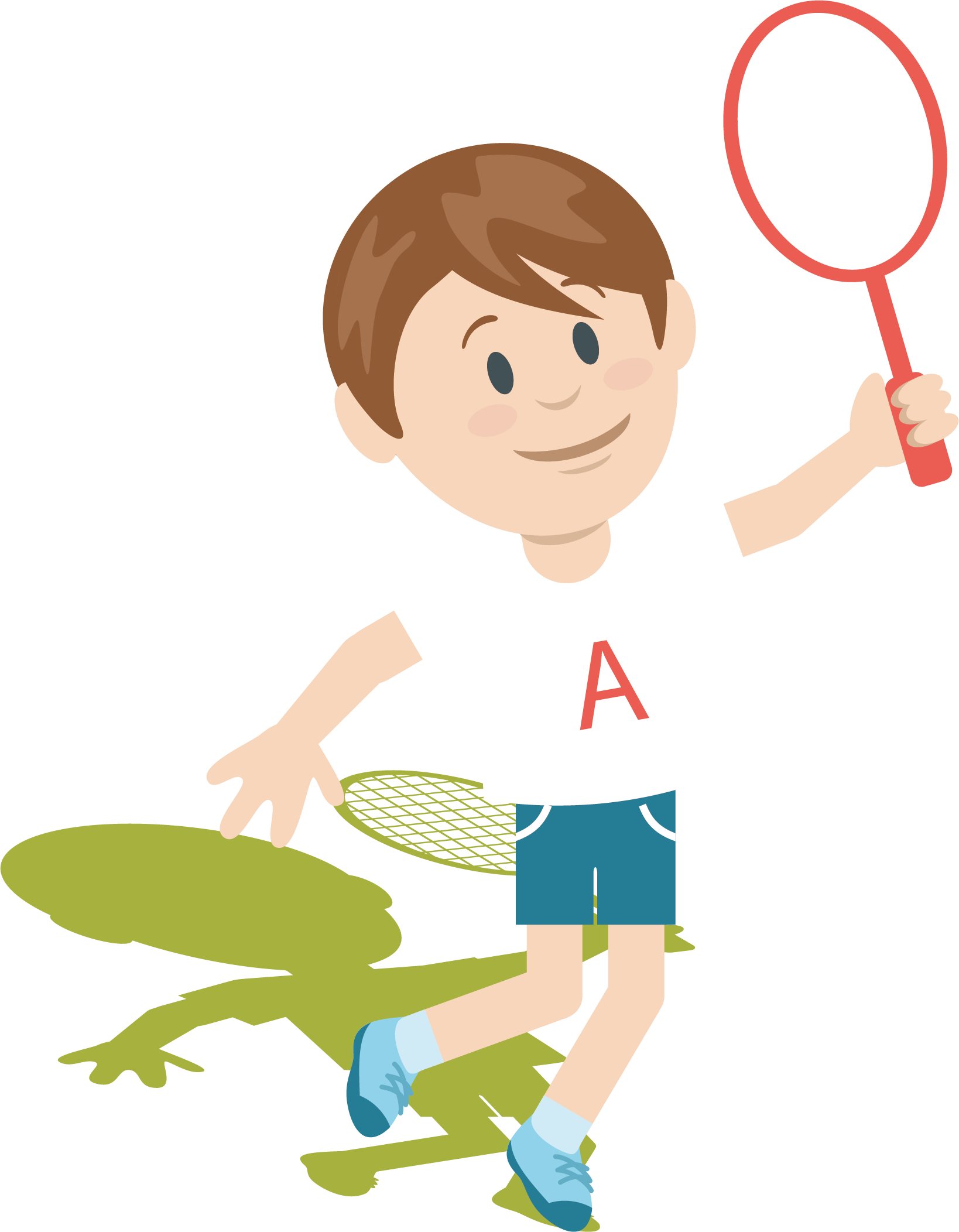 Badminton Clip Art - Cartoon Boy Playing Badminton Clipart (1638x2104)