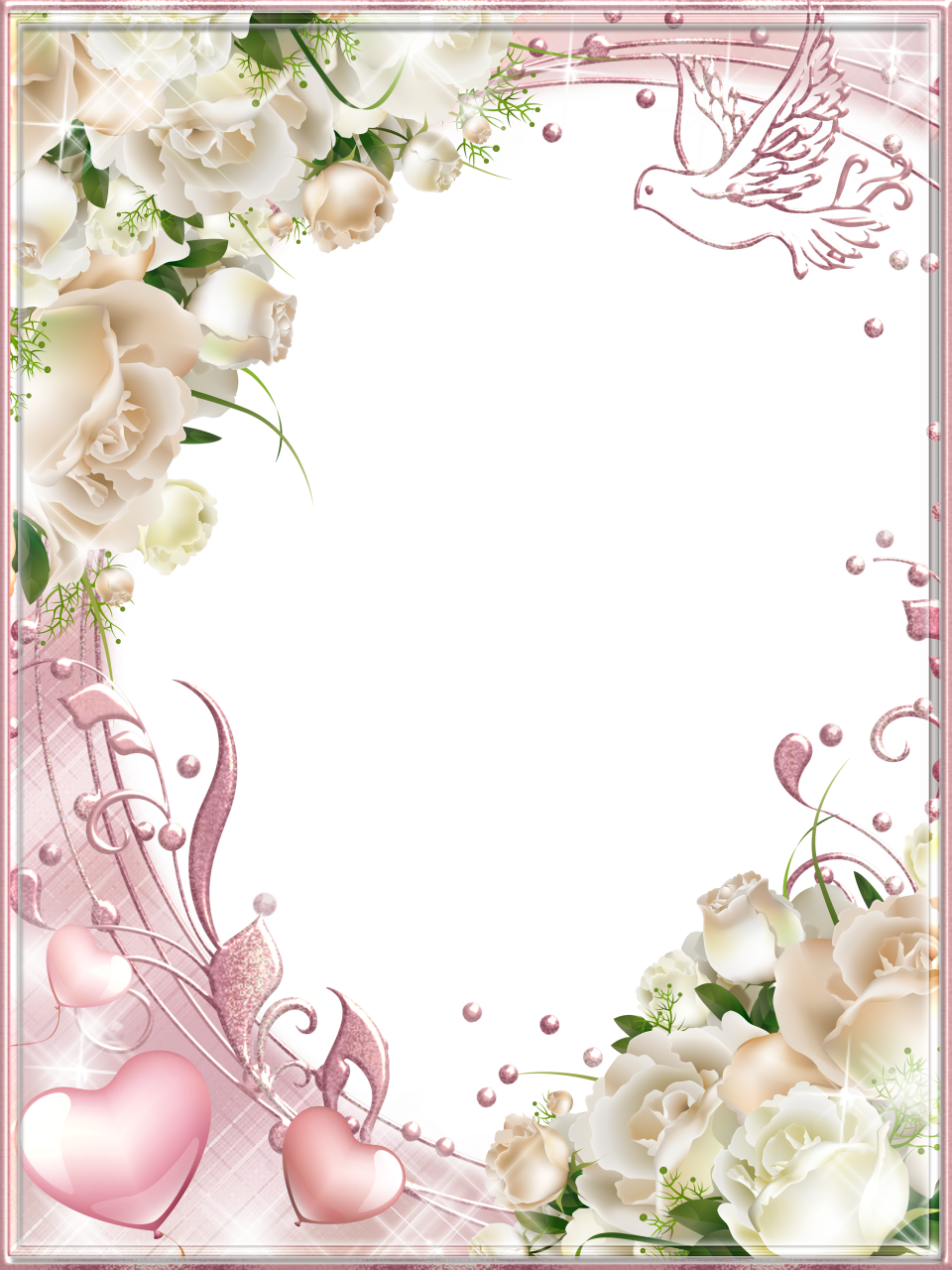 Witte Rozen Roze Png Photo Frame - Tarjeta De Invitacion De Boda (960x1280)
