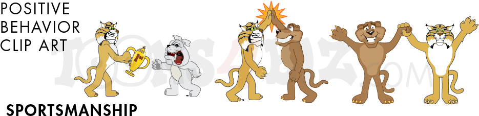 Good Sportsmanship Is Demonstrated In This Pbis Clip - Bobcat Clip Art (964x250)