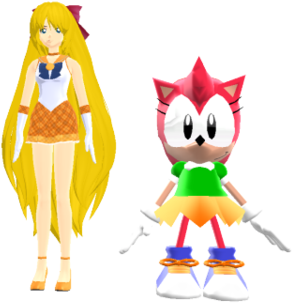 Sailor Venus And Classic Amy Rose By Marcospower1996 - Amy Rose (600x338)