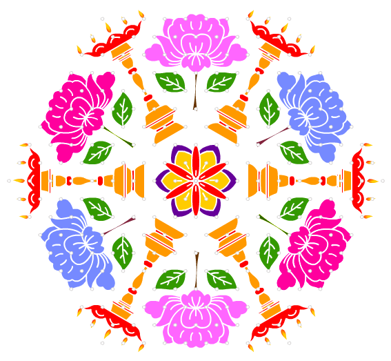 Rangoli With Dots Rose (600x560)