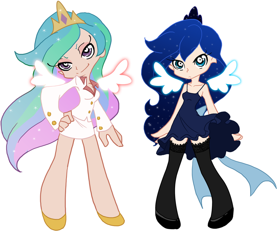 Luna And Celestia By The-orator - Panty And Stocking Look (938x862)