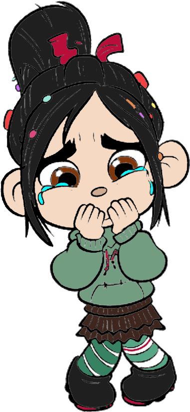 Vanellope Von Schweetz Crying - Cartoon (391x833)