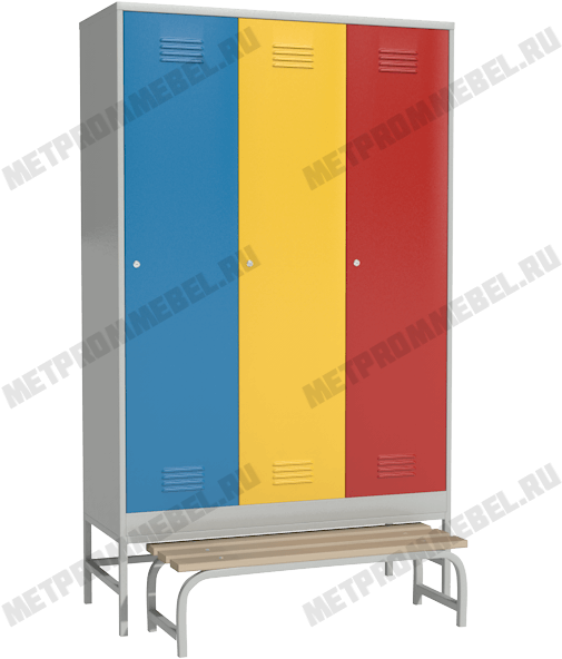 Цветной Шкаф В Раздевалку С Выдвижной Скамьей - Locker (600x600)